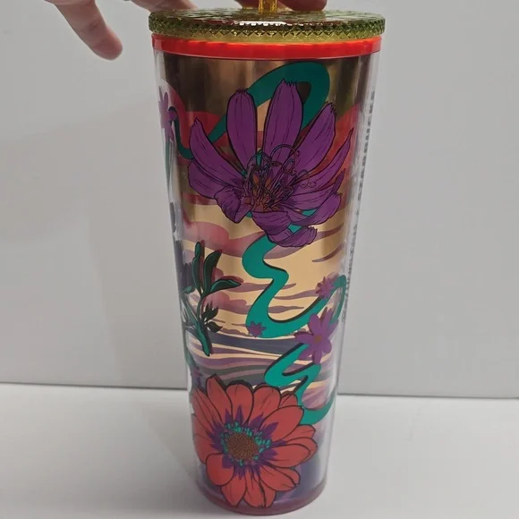 {Starbucks} NWT Rex Hamilton Limited Edition 2024 Texas Wildflowers Venti 24 oz - Picture 5 of 8